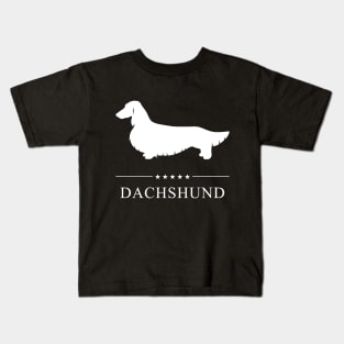 Longhaired Dachshund Dog White Silhouette Kids T-Shirt